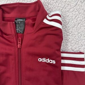 Adidas Maroon and White Track Jacket
